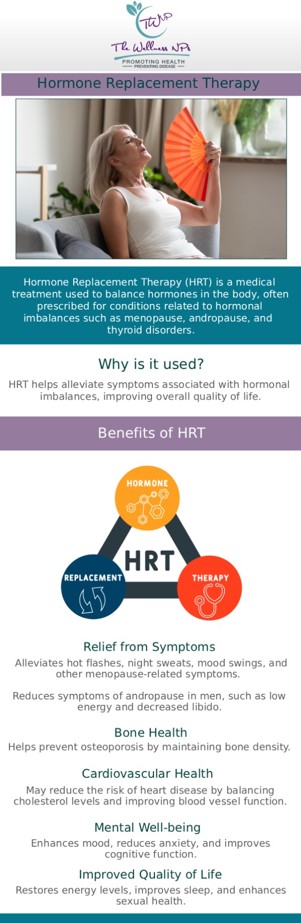 Hormone therapy is a medical treatment method that uses hormones to treat hormonal imbalances or deficiencies in the body. It is used to treat a variety of health conditions. Hormone therapy provides relief, improves quality of life, and promotes general well-being. If you are considering hormone therapy, consult with our professionals at The Wellness NPs to discuss individual needs and potential benefits associated with hormone therapy. For more information, contact us or book an appointment online. We serve patients from Laurel MD, Maryland City MD, South Laurel MD, Ammendale MD, Savage MD, and surrounding areas. Hormone therapy is a medical treatment method that uses hormones to treat hormonal imbalances or deficiencies in the body. It is used to treat a variety of health conditions. Hormone therapy provides relief, improves quality of life, and promotes general well-being. If you are considering hormone therapy, consult with our professionals at The Wellness NPs to discuss individual needs and potential benefits associated with hormone therapy. For more information, contact us or book an appointment online. We serve patients from Laurel MD, Maryland City MD, South Laurel MD, Ammendale MD, Savage MD, and surrounding areas.