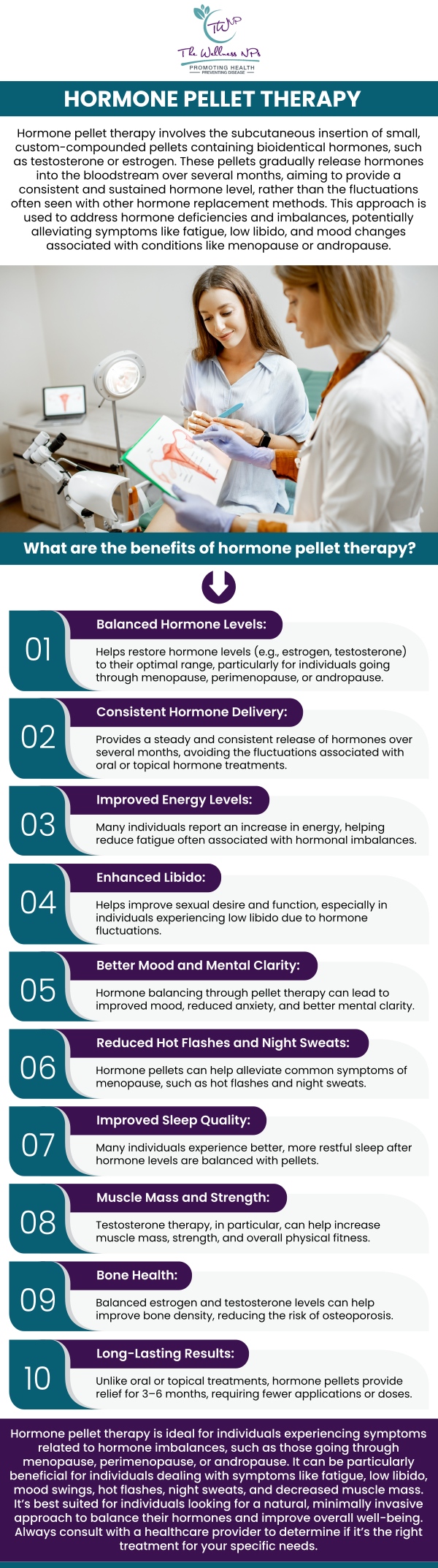 Hormone pellet therapy can address a range of symptoms associated with declining hormones in men and women. Following the placement of pellets, patients often observe an increase in energy levels, improved sleep quality, and an enhanced overall sense of well-being. Pellet therapy is available at The Wellness NPs. For more information, contact us, or book an appointment online now! We serve patients from Laurel MD, Maryland City MD, South Laurel MD, Ammendale MD, Savage MD, and surrounding areas. Hormone pellet therapy can address a range of symptoms associated with declining hormones in men and women. Following the placement of pellets, patients often observe an increase in energy levels, improved sleep quality, and an enhanced overall sense of well-being. Pellet therapy is available at The Wellness NPs. For more information, contact us, or book an appointment online now! We serve patients from Laurel MD, Maryland City MD, South Laurel MD, Ammendale MD, Savage MD, and surrounding areas.