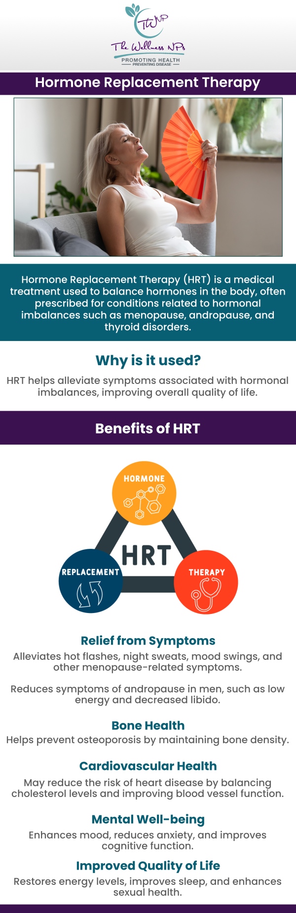 Hormone therapy is a medical treatment method that uses hormones to treat hormonal imbalances or deficiencies in the body. It is used to treat a variety of health conditions. Hormone therapy provides relief, improves quality of life, and promotes general well-being. If you are considering hormone therapy, consult with our professionals at The Wellness NPs to discuss individual needs and potential benefits associated with hormone therapy. For more information, contact us or book an appointment online. We serve patients from Laurel MD, Maryland City MD, South Laurel MD, Ammendale MD, Savage MD, and surrounding areas. Hormone therapy is a medical treatment method that uses hormones to treat hormonal imbalances or deficiencies in the body. It is used to treat a variety of health conditions. Hormone therapy provides relief, improves quality of life, and promotes general well-being. If you are considering hormone therapy, consult with our professionals at The Wellness NPs to discuss individual needs and potential benefits associated with hormone therapy. For more information, contact us or book an appointment online. We serve patients from Laurel MD, Maryland City MD, South Laurel MD, Ammendale MD, Savage MD, and surrounding areas.